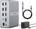 DisplayLink Docking Station Dual Monitor 4K@60HZ for MacBook, Windows, TobenONE Universal Mac mini M4 Dock with 2 HDMI & 2 DP, 65W Power Delivery, 7 USB, USB-C 3.1, Ethernet, SD/TF