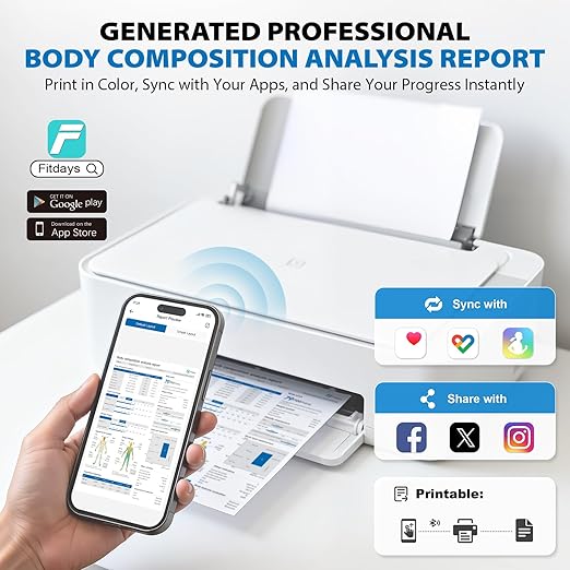 ABLEGRID 8-Electrode Body Composition Scale for Body Weight, Digital Bathroom Smart Body Fat Scale with Gradient Trends Display, 12.2" Platform Handle Weighing Machine, Visceral Fat, BMI, 400lb