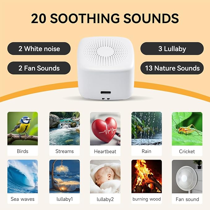 Vitelum White Noise Sleep Sound Machine for Relaxation, Meditation, Soothing Natural Sound for Sleep with Night Light