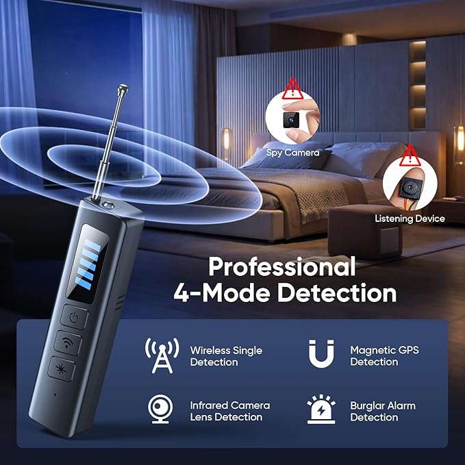 Qyzue Hidden Camera Detectors, Spy Camera Detector with RF Signal & Infrared Detection for Wireless Cameras, GPS Trackers, Privacy Protection, Portable Travel Safety Tool