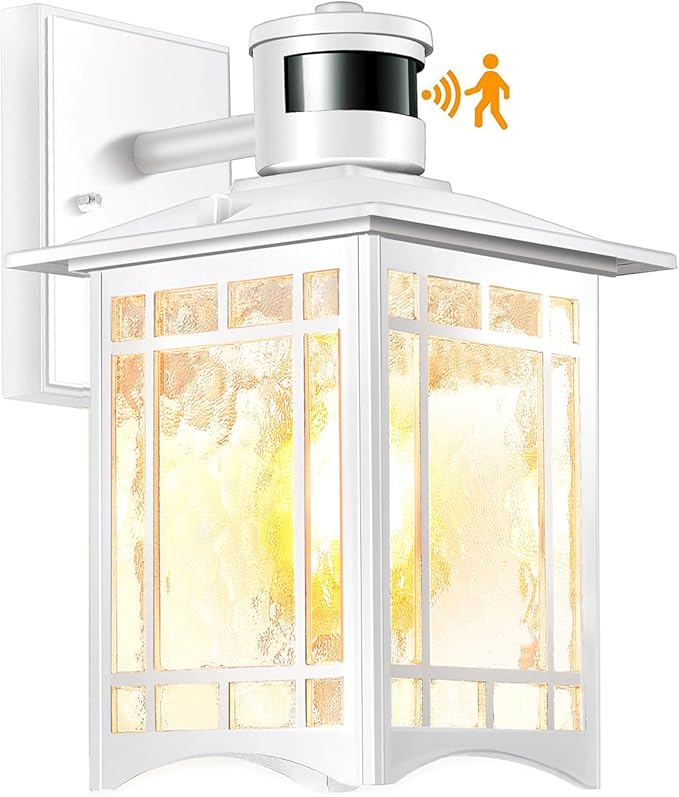 XANGQAN Motion Sensor Outdoor Wall Lights White Dusk to Dawn Light Fixture for House Porch Patio
