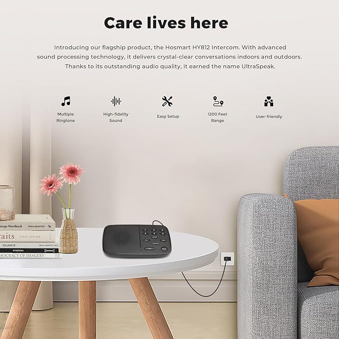 Hosmart Intercoms Wireless for Home UltraSpeak Pro, 2025 Full Duplex Wireless Intercom System for Business, Room to Room Intercom Two Way Real-time Intercom with 1200 Feet Range (6 Packs)
