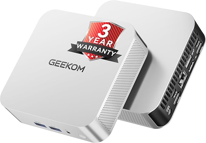 GEEKOM A8 Mini PC with AMD Ryzen 7 8845HS, 3-Year Coverage, 32GB DDR5 RAM 1TB PCIe 4.0 NVMe SSD, Windows 11 Pro Mini Desktop Computers, AMD Ryzen AI/Radeon 780M/WiFi 6E/USB4/8K/SD Slot