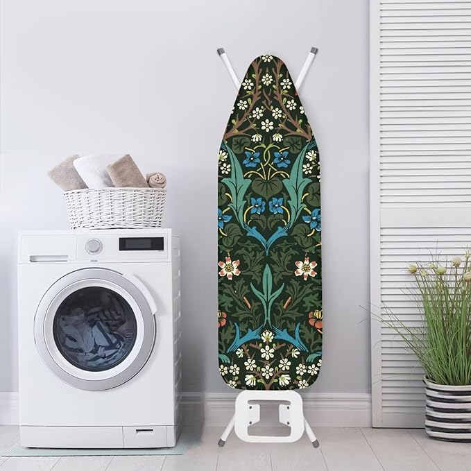 ZCFYGDX William Morris Ironing Board Cover Nylon Buckle Fastening Easy to Install Iron Decor Covers Standard with Elastic Edge Scorch Resistant Protective Covers for Iron Board 14x45 Vintage Print