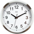 HITO 14" Silent Wall Clock Battery Operated Non Ticking Sweep Movement Glass Cover Silver Aluminum Frame, for Kitchen, Bedroom, Home Office, Living Room Decor