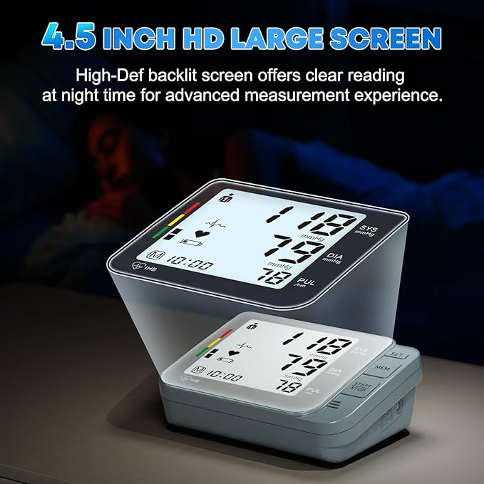 Double love Blood Pressure Monitors for Home Use with 2 Size Cuff (8.7-16.5'' & 15-21.7'' Extra Large Blood Pressure Cuff), 2x120 Memory, with USB Cable and 4 aa Batteries(Blue)