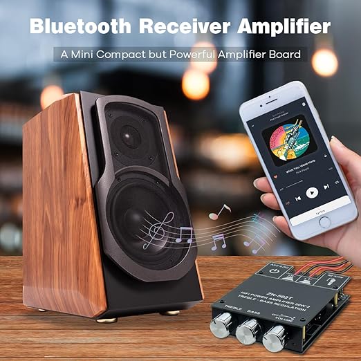 Hosyond ZK-502T 100W Bluetooth 5.0 Amplifier Board with Treble and Bass Control, TPA3116D2 50Wx2, Bluetooth AMP Board for Home Passive Speakers