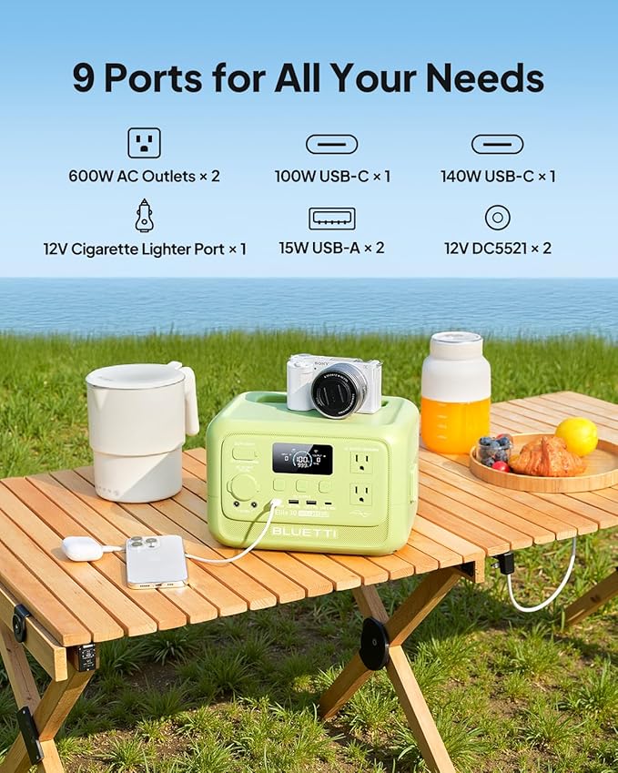 BLUETTI Elite 30 V2 Portable Power Station, 288Wh LiFePO4 Battery with 600W AC Outlet (Power Lifting 1500W), Fast Charge Solar Generator, UPS Backup Power for Camping, Road Tours, Outage, Adventure