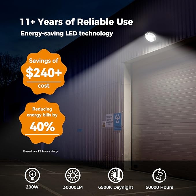 AIKVSXER 200W LED Barn Light 30000LM Dusk to Dawn LED Outdoor Area Security Light with Photocell IP66 Waterproof 6500K Daylight for Yard Street Farm Garden Garage 18 Pack