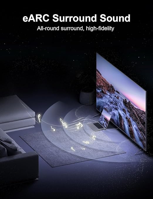 XAOSUN Right Angle HDMI 2.1 Cable 6.6FT, 48Gbps Ultra High Speed HDMI Cord Support 8K@60Hz 4K@120Hz Dynamic HDR eARC HDCP 2.2& 2.3 HDR10, Compatible with ps5,ps4,x-Box,roku TV,HDTV,Blu-ray,lg,Samsung