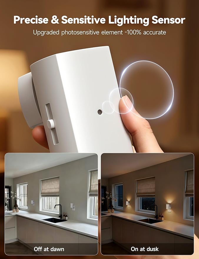 Brightown 2 Pack White Night Lights Plug into Wall, Modern Night Light with Rotating Plug, Dusk to Dawn Sensor, 0-100LM Stepless Dimming Aora Night Light for Hallway Bedroom Bathroom, Soft White