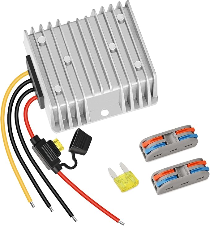 20A 240W Golf Cart DC 18V 20V 24V 36V 48V to DC 12V Converter Step Down Voltage Regulator Reducer Buck Power Converter Waterproof Transformer with Fuse(Input Voltage DC18V-58V)