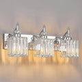BBLLWJ Modern Bathroom Vanity Light 3-Light Chrome Crystal Light Fixtures Over Mirror for Bathroom Wall Sconce