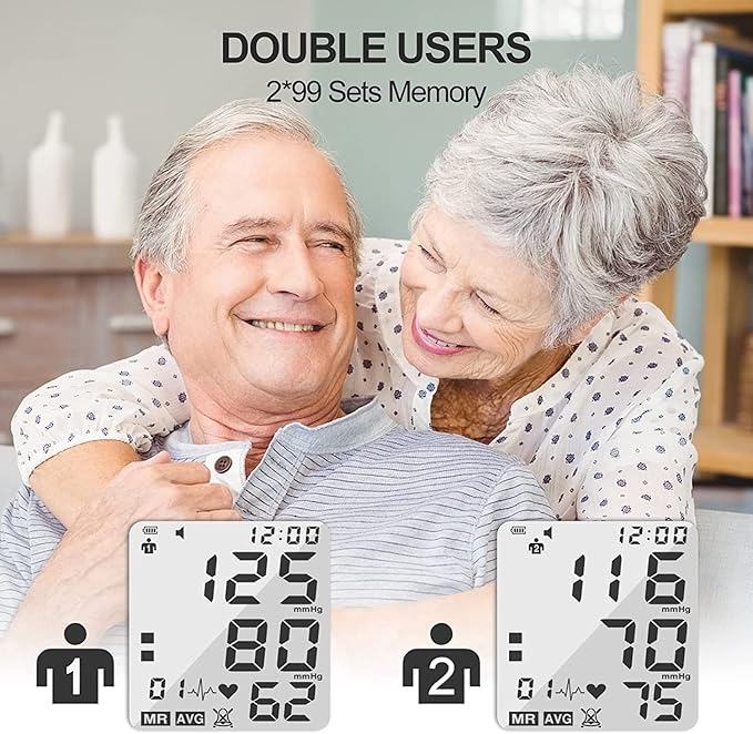 Blood Pressure Monitor, Bp Monitor with 2 Cuffs, The Universal and Extra Large Cuff(22-44cm&38-55cm) - 2 * 99 Sets of Memory for Home Use