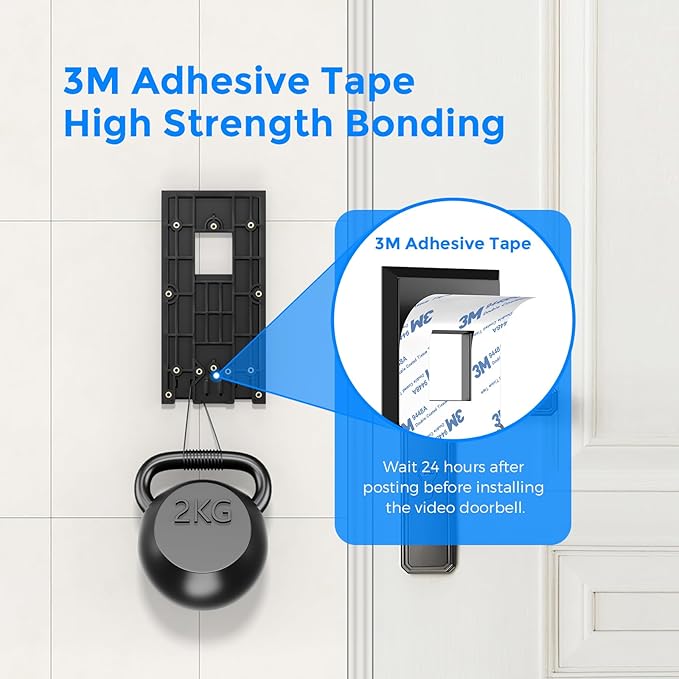 Baaletc No-Drill Ring Doorbell Mount - Adhesive Door Bracket Compatible with R-ing Video Doorbell 1/2/3/3 Plus/4/ (2020 Release) Wireless, Mounting Plate Holder Accessories for Houses