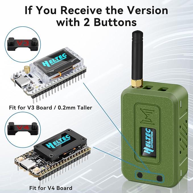 Meshnology 1 Set ESP32 Lo Ra V3 Module Board with 915 MHz Antenna + 3000mAh Battery + Case - WiFi Blue Tooth SX1262 CP2102 0.96” OLED Display Type C for Ar duino Mesh Tastic IOT (N35, Green)