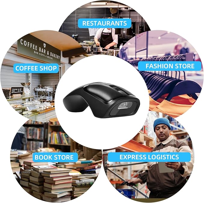 THARO New Wireless Mouse Barcode Scanner, 2-in-1 Design 2D Handheld Barcode Scanner with Wireless Mouse Functions for POS System,Store,Supermarket, Warehouse.(Black)