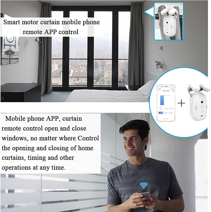 Smart Automatic Curtain Opener - Remote Controled by App/Timer/Voice,Upgraded High-Performance Motor, Automatic Light Sensor, Add Gateways,For Google Alexa,No Remote (Only for T/U track)
