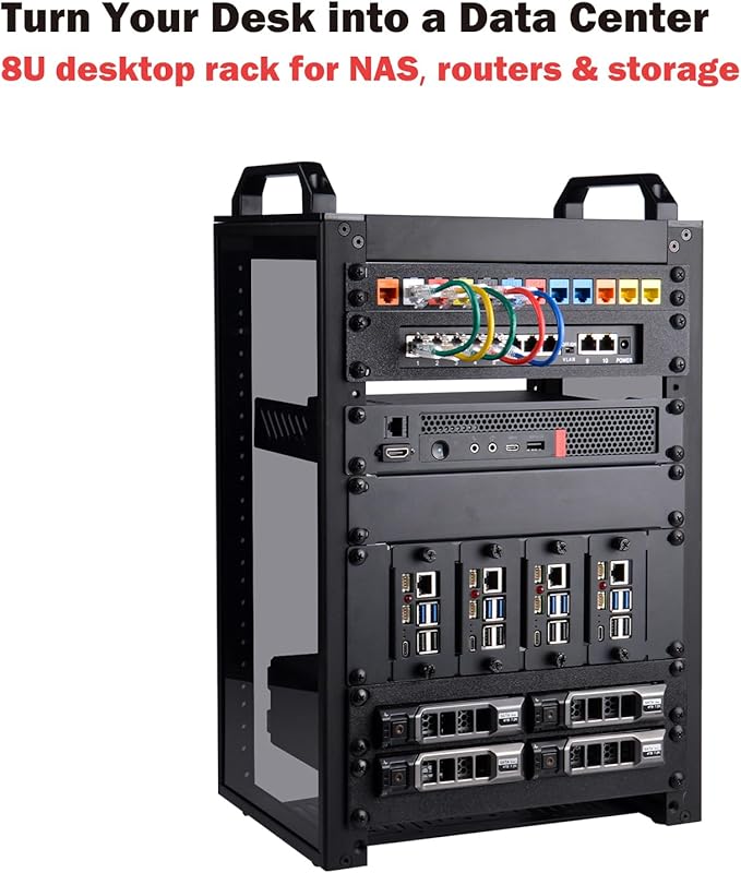 GeeekPi 8U Server Cabinet, 10 inch Server Rack for Network, Servers, Audio, and Video Equipment, DeskPi RackMate T1 Rackmount, 7.87 inch Depth