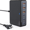 100W USB C Fast Charger, GaN III 6 Port PD+QC Multiport Charging Station Charger Hub, USB Charger Block, USB-C Adapter Plug for iPhone 17,17 Air,16,15, 14, 13, Pro Max, Galaxy S25, S24-5ft Cord