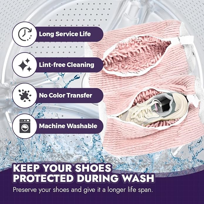 Wash Express Shoe Cleaning Kit: Shoe Washing Bag (2pcs), Mesh Laundry Bag for Shoe Dryer and Adjustable Shoe Trees (5 pc kit)