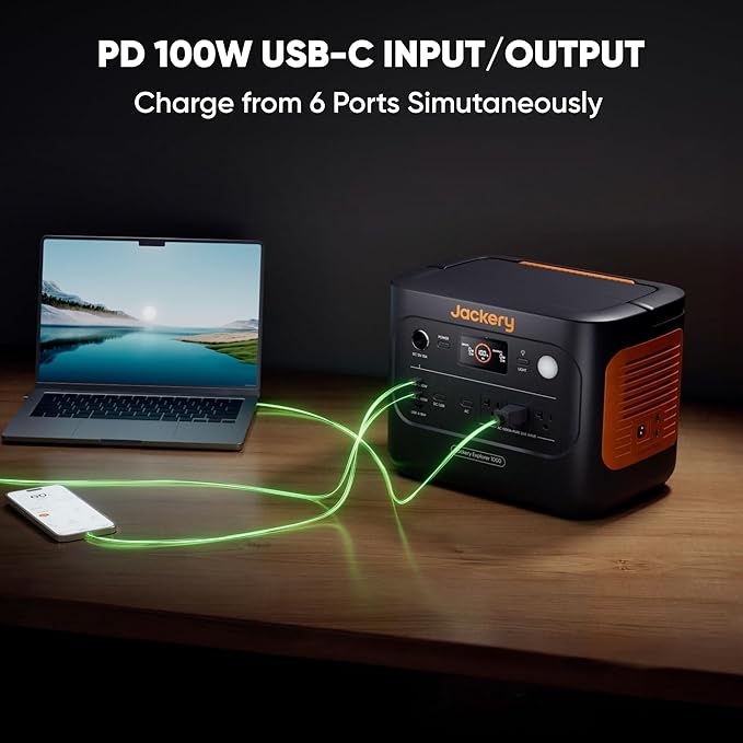 Jackery Explorer 1000 v2 Portable Power Station,1070Wh LiFePO4 Battery,1500W AC/100W USB-C Output, 1 Hr Fast Charge, Solar Generator for Camping,Emergency, RV, Off-Grid Living(AC Cable Included)