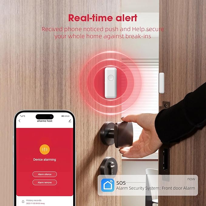 LWOHSI Home Security Alarm System,Wireless 4G/WiFi Home Security Systems with Door/Window Sensor,Tuya APP Alerts,24/7 Professional Monitoring,Work with Alexa and Google,DIY Customized Installation