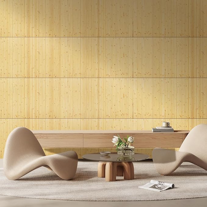 OUZUGIE 1 Pack 96x24 Inch Natural Bamboo Wall Panel – Natural Pole Wrap Paneling for Walls, Ceilings, Cabinets, Furniture – Ideal for Bedroom, Living Room & Office DIY Decor