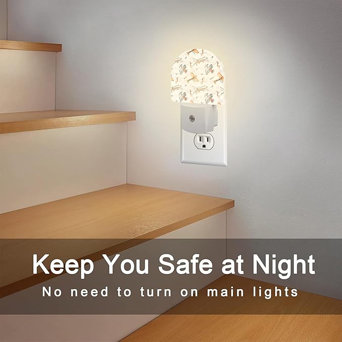 sndheke Funny Cartoon Airplanes Night Light, Retro Watercolor Planes Dusk to Dawn Night Light Plug in,0.5w Energy Saving Sleep Friendly NightLight for Kids Boys Girls Home Decor