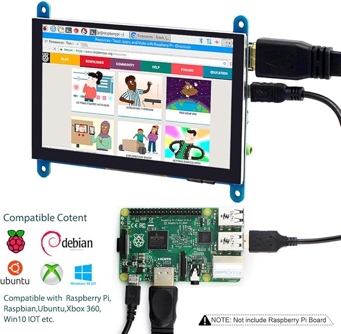 ELECROW 5 Inch Touch Screen Monitor for Raspberry Pi - 800×480 Mini Monitor Touchscreen LCD Display Compatible with Raspberry Pi 5/4/3B+/3B, BB Black, Banana Pi, Jetson Nano, Windows, PC