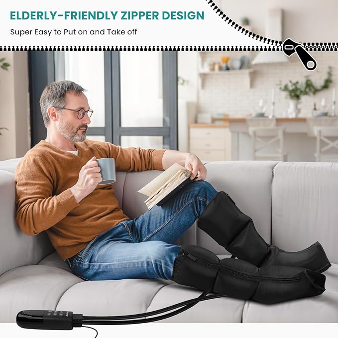 Leg Massager for Circulation and Pain Relief Air Compression Boots Massage Tools for Calf Foot Massager, 6 Modes 6 Intensities, Relaxation Tool for Men Women Mom Dad Wife Husband Birthday Christmas