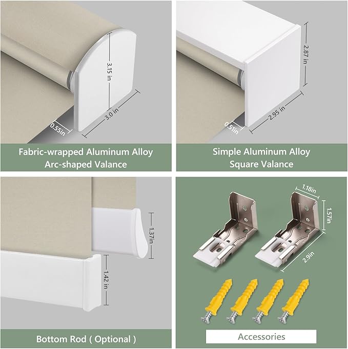ZSHINE Motorized Blackout Window Blinds Customize Width Remote Control Rechargeable Motor Roller Shades for Windows, Home, Office, Hotel, Club, Restaurant(82026C)…