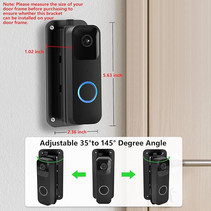 Adjustable (30°to 145°) Doorbell Camera Mount for Blink Video Doorbell/2nd Gen (newest model), No-Drill Mounting Kit Accessories for Blink Doorbell, Angle Mounting Bracket Wedge for Apartment, Renter