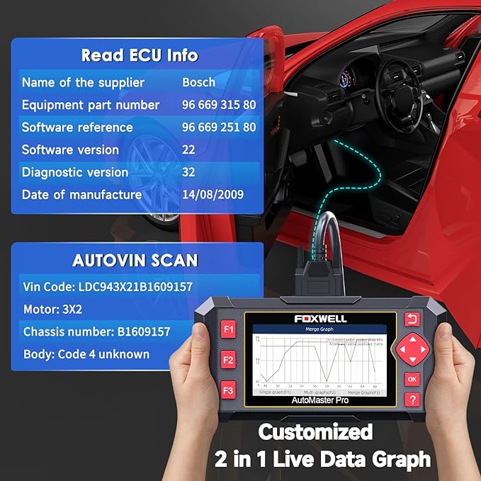 2026 FOXWELL Car Scanner NT604, 4 System OBD2 Scanner Diagnostic Tool, Check Engine Code Reader for Cars and Trucks, ABS/Airbag/Transmission Diagnostic Scanner for All Vehicles, English & Spanish Ver.