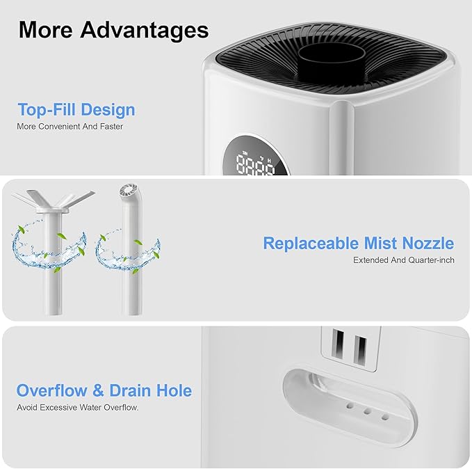 21L/5.5Gal Humidifiers for Bedroom,Humidifier Large Room with 2000ml/h High Output,Top Fill,24H Runtime, Cover up to 3000ft²,Remote Control Whole House Cool Mist Humidifier for Home,Office,Plants
