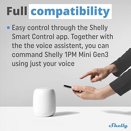 Shelly 1PM Mini Gen3 | WiFi Smart Switch Relay, 1 Channel 8A with Power Measurement | Home Automation | Bluetooth Gateway | Compatible with Alexa & Google Home | No Hub Required (2 Pack)