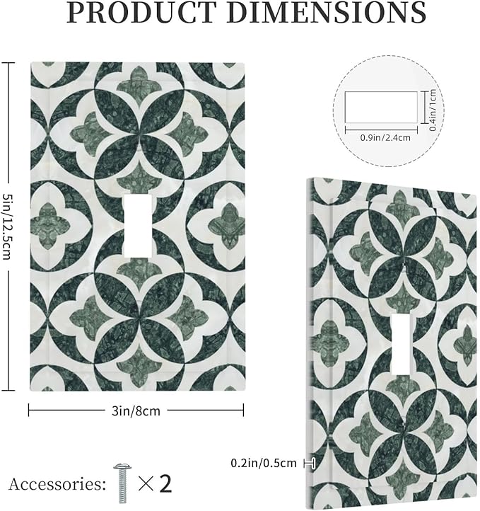 Bvtewkhz Green Luxury Modern Cubic Marble 1 Gang Single Toggle Decorative Light Switch Covers Electrical Faceplate Switch Plates for Bathroom Kitchen Home