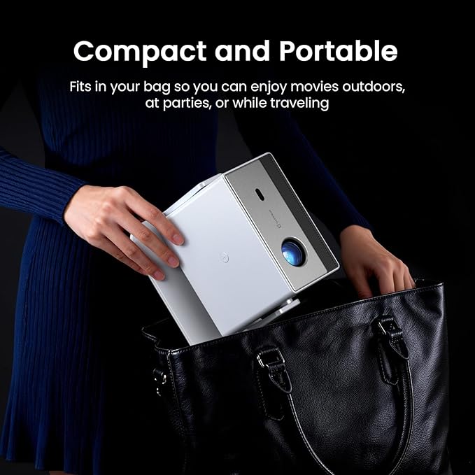 Smart Mini Projector, 1500 ANSI Portable Projector with WiFi and Bluetooth, HAPPRUN 4K Full HD Home Theater with 270° Stand, Dolby Sound, Built-in Apps,Compatible with Phone & PC, Indoor & Outdoor Use