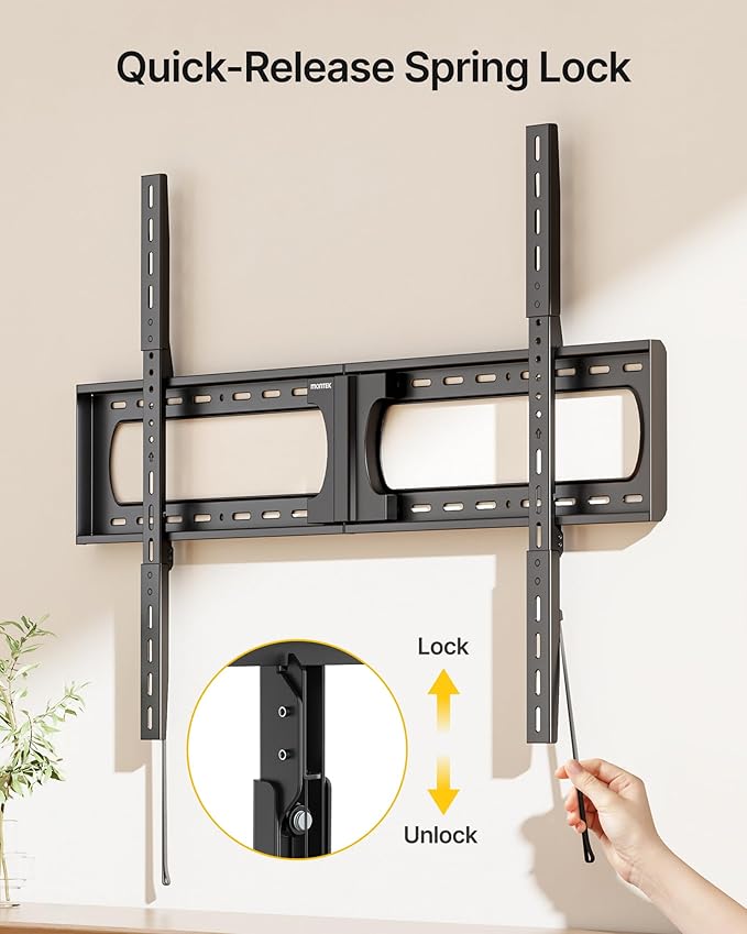 monTEK Heavy Duty XXL Fixed TV Wall Mount for 37–140" Flat & Curved TVs up to 300 lbs, 4× Load Tested, 1.25" Ultra Slim Low Profile Bracket, Fits 16"/18"/24" Wood Studs,VESA 1200×800mm TM1007W-XLF