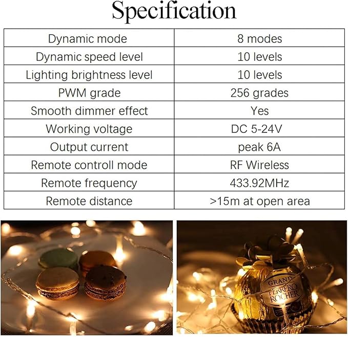 RF Mini Wireless Remote Controller for Single Color 3528 5050 LED Strip Lights, Wireless Remote Control with DC Connector, RF Dimmer for 12V DC LED Ribbon, Shelf Lights（2 Park）