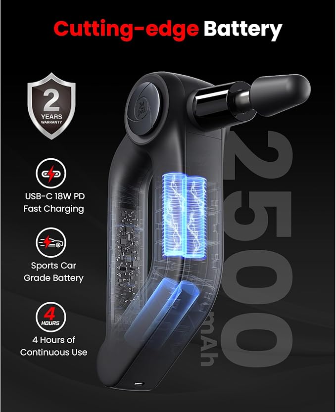BOB AND BRAD D5 Ultra Massage Gun with Red Light Infrared Heat Head, FSA-HSA Eligible, 13mm Deep Tissue Percussion Muscle Massager, Ergonomic D-Handle for Effortless Pain Relief & Athlete Recovery