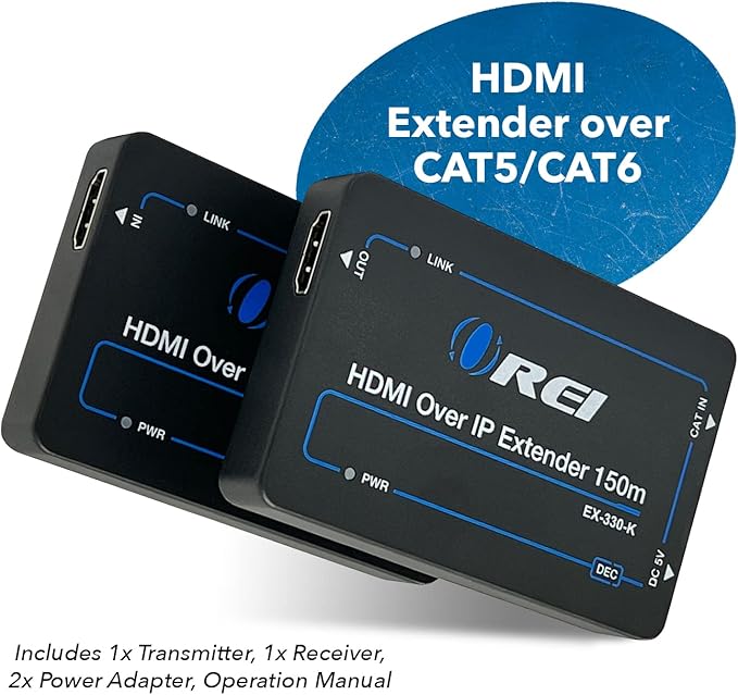 OREI HDMI Extender Over IP- 1080p@60Hz Upto 330Ft with CAT6/7 Cable (Receiver only) (EX-330-K)