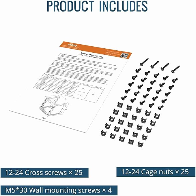 Tecmojo 18U Wall Mount Server Rack, Open Frame Network Rack for 19" Computer/AV/Data/IT/Media Equipment, 24" Depth, 16" Apart Mounting Holes, Swing Gate, Square and Tapped Holes