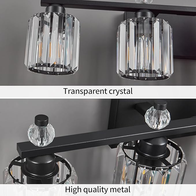 FDPBY Bathroom Vanity Lights 5-Light Sand Black Modern Crystal Vanity Light Fixtures Over Mirror Crystal Bathroom Vanity Lighting Fixtures