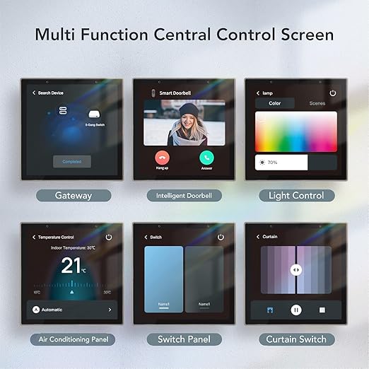 Smart Scene Wall Switch Panel 100 to 240V with 4 Inch Touch Screen and Voice Control for Smart Home Control (Compatible with ZigBee and BT Devices)