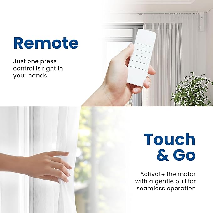 Osprey Smart Curtain Track, 5ft3/1.6m, Single-Piece Motorized Rod, Quiet Heavy-Duty Motor, Remote & App Control, Compatible with Alexa & Google Assistant, Ceiling or Wall Mounted (Single-side opening)