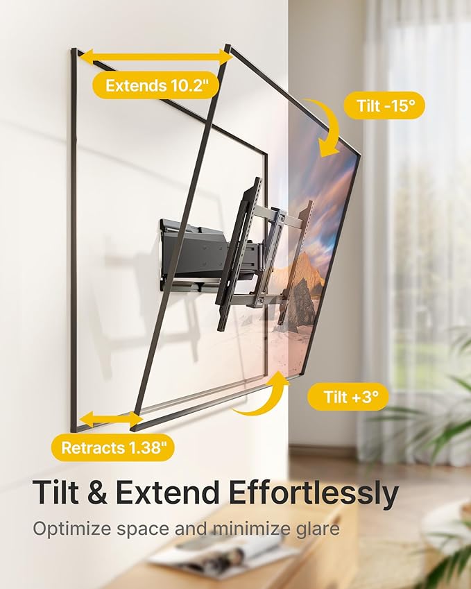 monTEK Heavy Duty Ultra Slim TV Wall Mount for 37-90 Inch TVs Up to 185lbs, Swivel & Tilt & Extension Wall Mount TV Bracket with Articulating Dual Arms, Low Profile Full Motion tv Mount