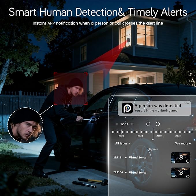 abetap 5MP 3K Window Camera, Enhanced Color Night Vision, Strong Magnetic Mount, No Subscription, 24/7 Recording, Tool-Free Install, Dual-Band 2.4G&5Ghz WiFi