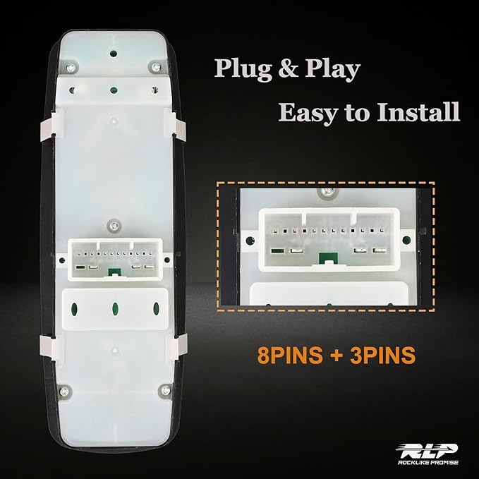 Master Power Window Switch Driver Side- 8Pins + 3Pins - Compatible with 2011 2012 2013 Dodge Durango Window Control Switch Replaces 68086693AC 68086693AD 68086693AE