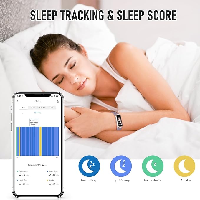 Fitness Tracker with 24/7 Heart Rate Blood Oxygen Sleep Monitor, 1.1" AMOLED Touch Screen Activity Tracker Smart Watches, IP68 Waterproof Step Counter Pedometer for Women Men